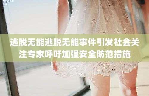 逃脱无能逃脱无能事件引发社会关注专家呼吁加强安全防范措施