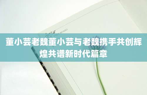 董小芸老魏董小芸与老魏携手共创辉煌共谱新时代篇章