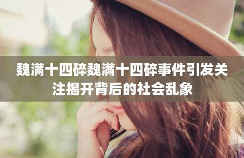 魏满十四碎魏满十四碎事件引发关注揭开背后的社会乱象