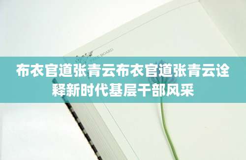 布衣官道张青云布衣官道张青云诠释新时代基层干部风采