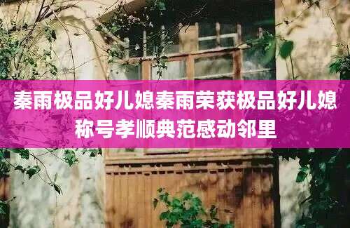 秦雨极品好儿媳秦雨荣获极品好儿媳称号孝顺典范感动邻里