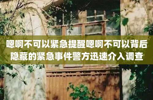 嗯啊不可以紧急提醒嗯啊不可以背后隐藏的紧急事件警方迅速介入调查