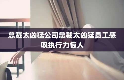 总裁太凶猛公司总裁太凶猛员工感叹执行力惊人