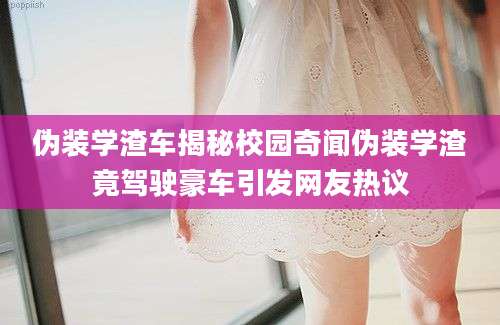 伪装学渣车揭秘校园奇闻伪装学渣竟驾驶豪车引发网友热议