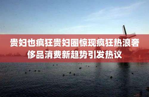 贵妇也疯狂贵妇圈惊现疯狂热浪奢侈品消费新趋势引发热议