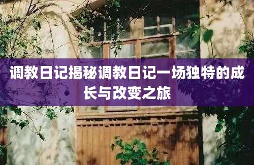 调教日记揭秘调教日记一场独特的成长与改变之旅
