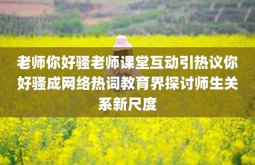 老师你好骚老师课堂互动引热议你好骚成网络热词教育界探讨师生关系新尺度