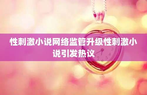 性刺激小说网络监管升级性刺激小说引发热议