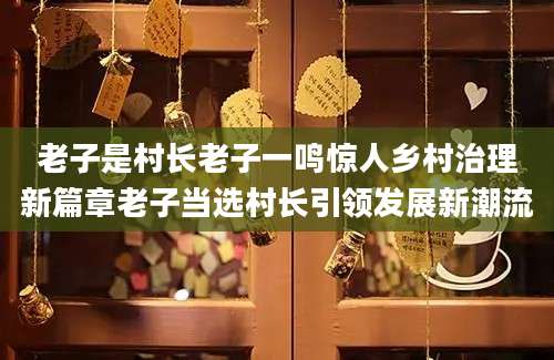 老子是村长老子一鸣惊人乡村治理新篇章老子当选村长引领发展新潮流