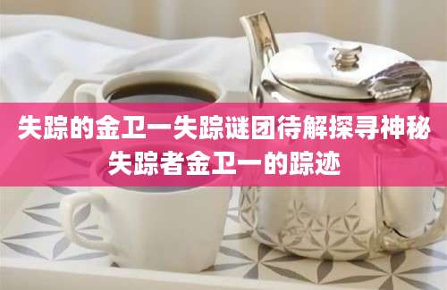 失踪的金卫一失踪谜团待解探寻神秘失踪者金卫一的踪迹