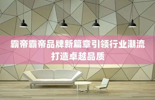 霸帝霸帝品牌新篇章引领行业潮流打造卓越品质