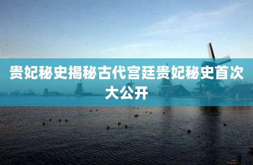 贵妃秘史揭秘古代宫廷贵妃秘史首次大公开