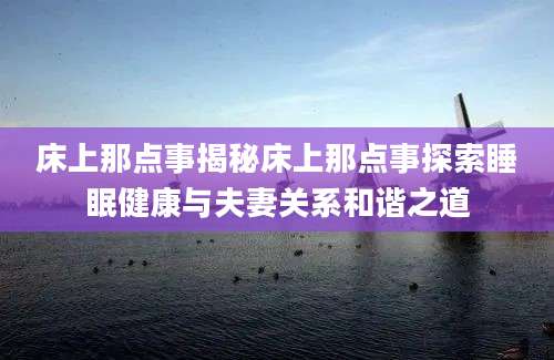 床上那点事揭秘床上那点事探索睡眠健康与夫妻关系和谐之道
