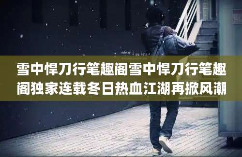 雪中悍刀行笔趣阁雪中悍刀行笔趣阁独家连载冬日热血江湖再掀风潮
