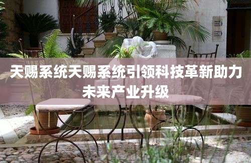 天赐系统天赐系统引领科技革新助力未来产业升级
