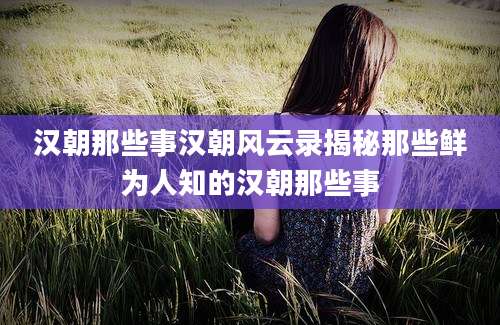汉朝那些事汉朝风云录揭秘那些鲜为人知的汉朝那些事