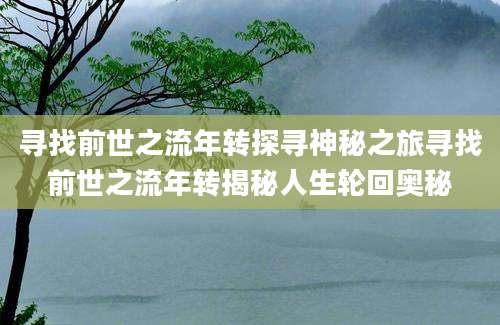 寻找前世之流年转探寻神秘之旅寻找前世之流年转揭秘人生轮回奥秘