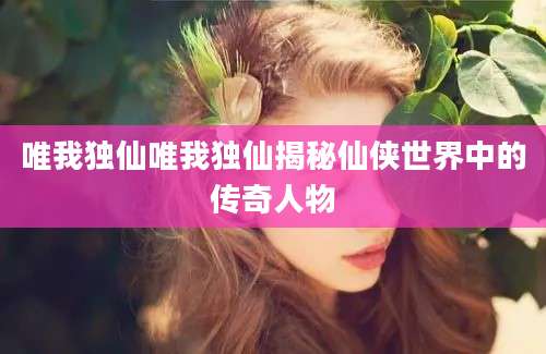 唯我独仙唯我独仙揭秘仙侠世界中的传奇人物