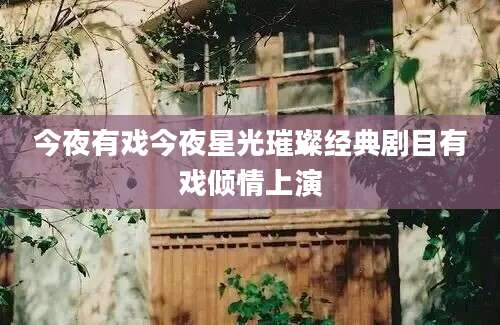 今夜有戏今夜星光璀璨经典剧目有戏倾情上演
