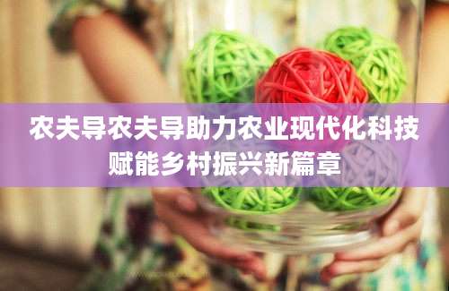 农夫导农夫导助力农业现代化科技赋能乡村振兴新篇章