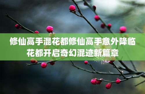 修仙高手混花都修仙高手意外降临花都开启奇幻混迹新篇章
