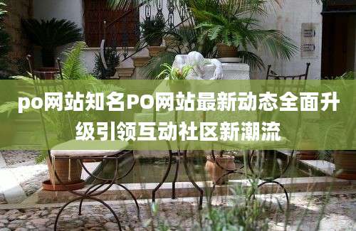 po网站知名PO网站最新动态全面升级引领互动社区新潮流