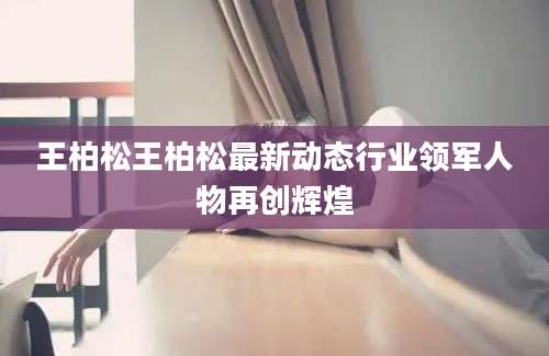 王柏松王柏松最新动态行业领军人物再创辉煌