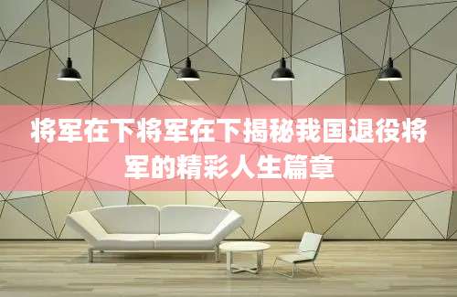 将军在下将军在下揭秘我国退役将军的精彩人生篇章