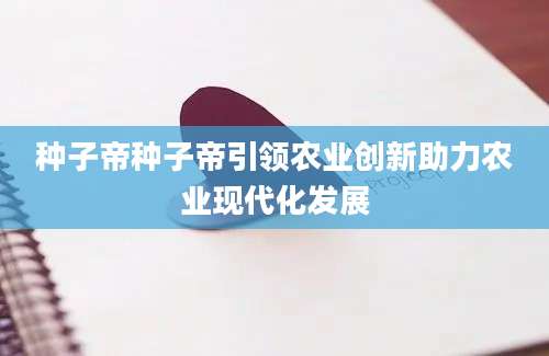 种子帝种子帝引领农业创新助力农业现代化发展