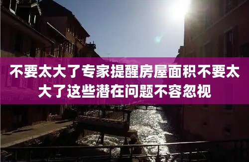 不要太大了专家提醒房屋面积不要太大了这些潜在问题不容忽视