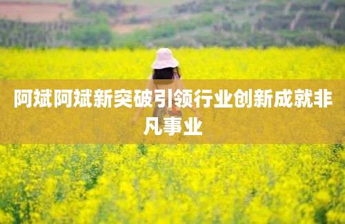 阿斌阿斌新突破引领行业创新成就非凡事业