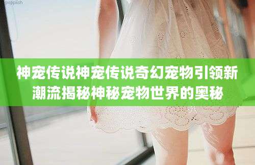 神宠传说神宠传说奇幻宠物引领新潮流揭秘神秘宠物世界的奥秘
