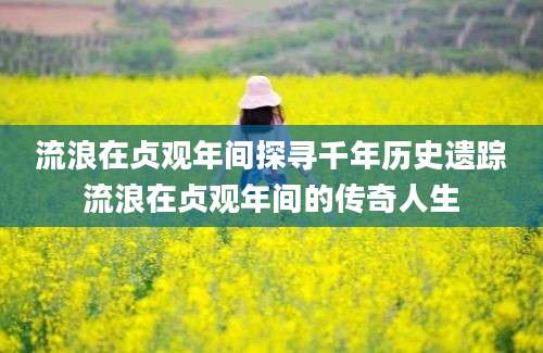 流浪在贞观年间探寻千年历史遗踪流浪在贞观年间的传奇人生