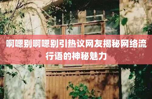 啊嗯别啊嗯别引热议网友揭秘网络流行语的神秘魅力